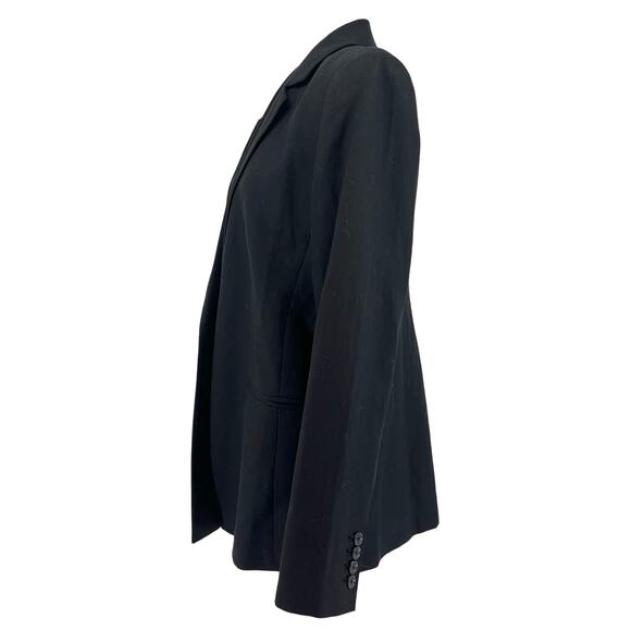 Ann Taylor Loft Black Women's 12 Single Breasted Linen Blend Blazer Jacket - Picture 3 of 8